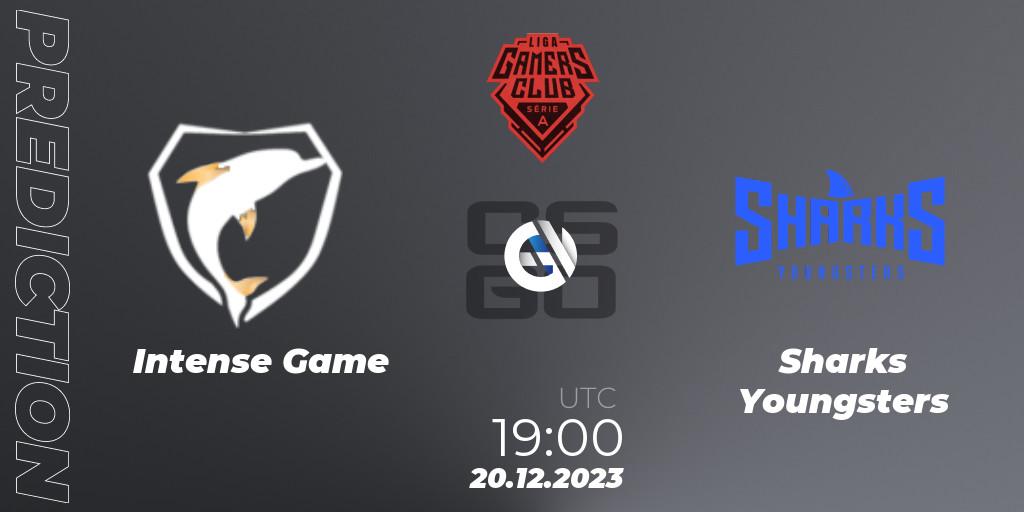 Pronósticos Intense Game - Sharks Youngsters. 20.12.2023 at 19:00. Gamers Club Liga Série A: December 2023 - Counter-Strike (CS2)