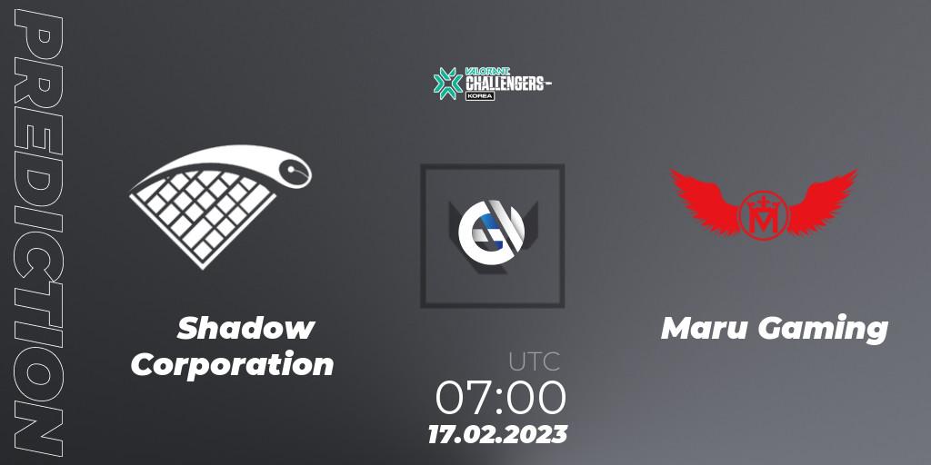 Pronósticos Shadow Corporation - Maru Gaming. 17.02.2023 at 07:00. VALORANT Challengers 2023: Korea Split 1 - VALORANT