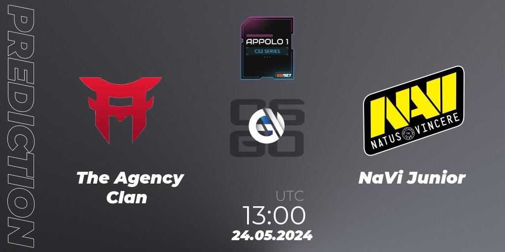 Pronósticos The Agency Clan - NaVi Junior. 24.05.2024 at 13:00. Appolo1 Series: Phase 2 - Counter-Strike (CS2)