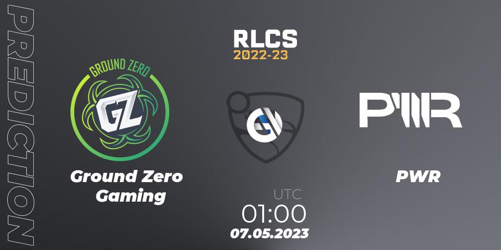 Pronósticos Ground Zero Gaming - PWR. 07.05.2023 at 01:00. RLCS 2022-23 - Spring: Oceania Regional 1 - Spring Open - Rocket League