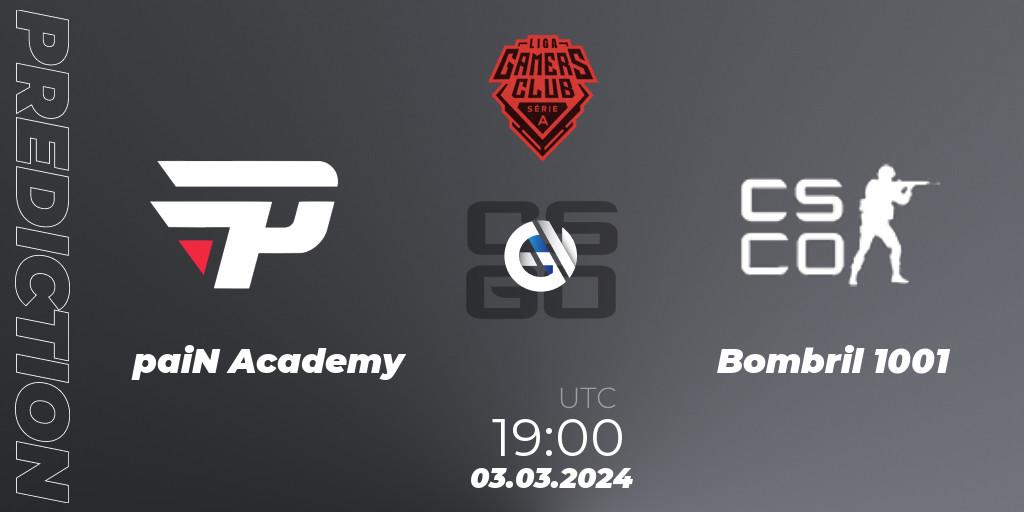 Pronósticos paiN Academy - Bombril 1001. 03.03.2024 at 19:00. Gamers Club Liga Série A: February 2024 - Counter-Strike (CS2)