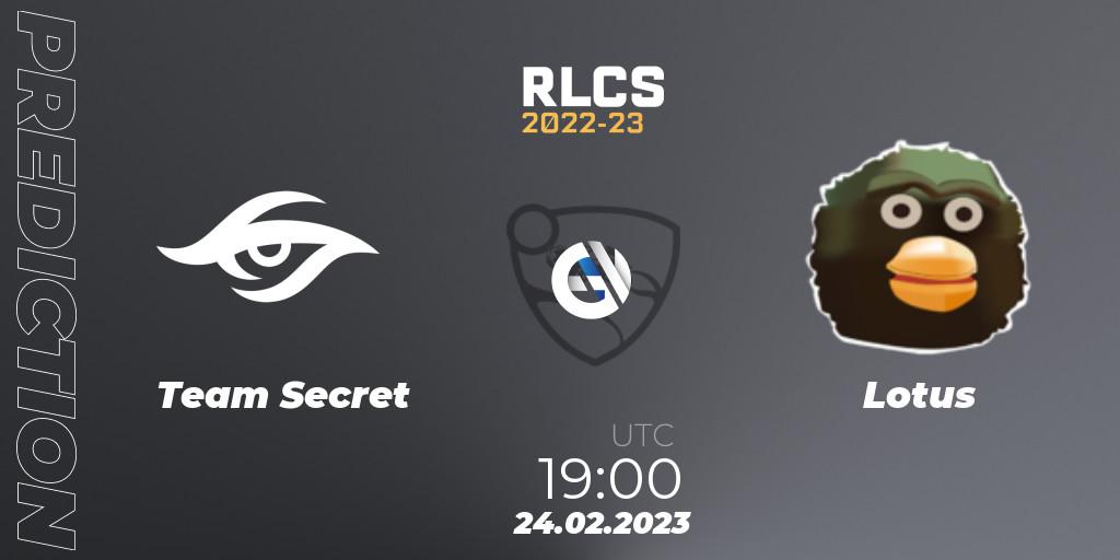 Pronósticos Team Secret - Lotus. 24.02.23. RLCS 2022-23 - Winter: South America Regional 3 - Winter Invitational - Rocket League