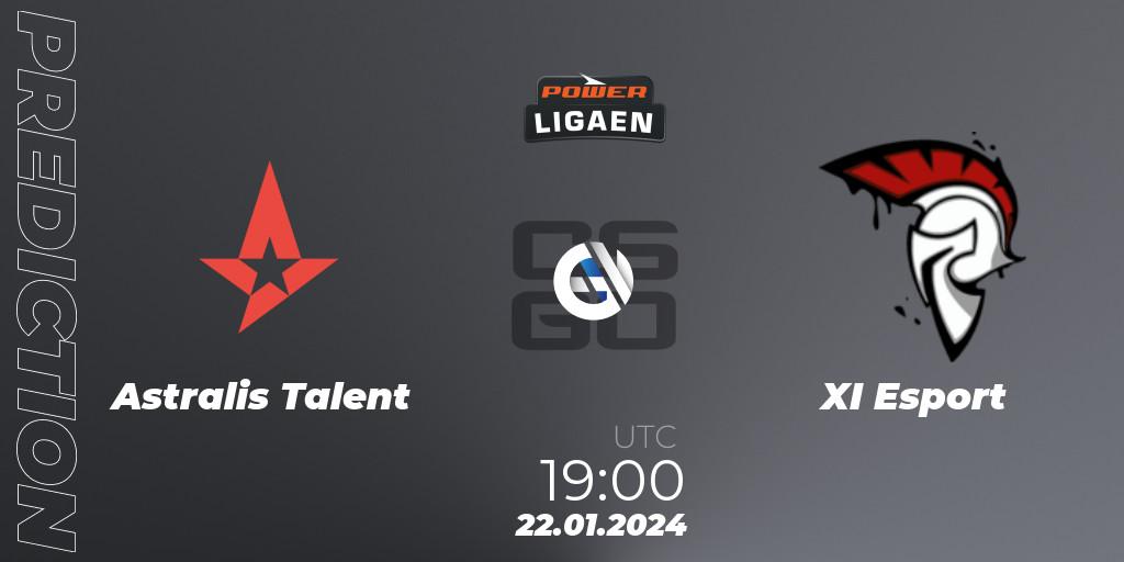 Pronósticos Astralis Talent - XI Esport. 22.01.2024 at 19:00. Dust2.dk Ligaen Season 25 - Counter-Strike (CS2)