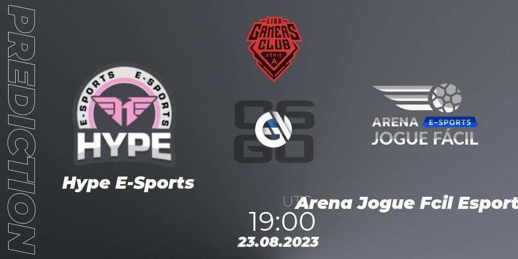Pronósticos Hype E-Sports - Arena Jogue Fácil Esports. 23.08.2023 at 19:00. Gamers Club Liga Série A: August 2023 - Counter-Strike (CS2)
