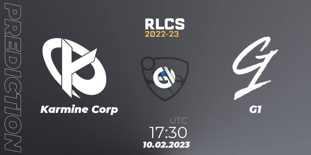 Pronósticos Karmine Corp - G1. 10.02.2023 at 17:30. RLCS 2022-23 - Winter: Europe Regional 2 - Winter Cup - Rocket League
