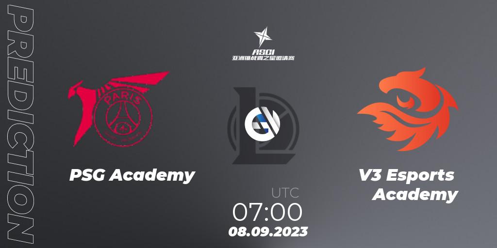 Pronósticos PSG Academy - V3 Esports Academy. 08.09.2023 at 07:00. Asia Star Challengers Invitational 2023 - LoL