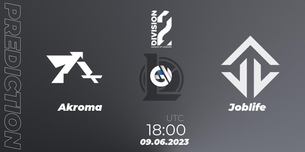 Pronósticos Akroma - Joblife. 09.06.23. LFL Division 2 Summer 2023 - Group Stage - LoL