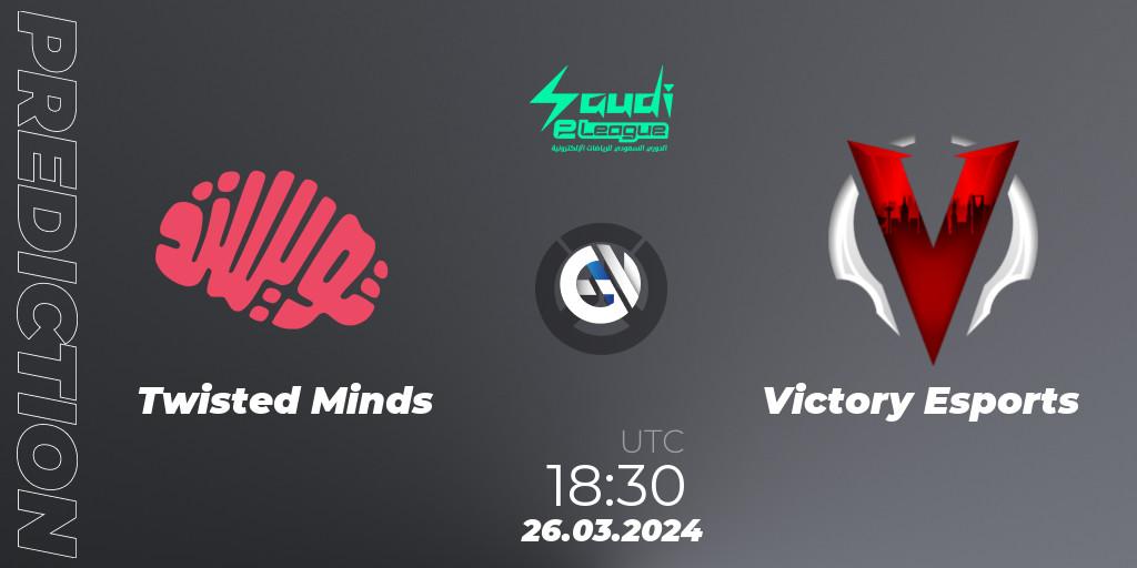 Pronósticos Twisted Minds - Victory Esports. 26.03.2024 at 18:30. Saudi eLeague 2024 - Major 1 - Overwatch