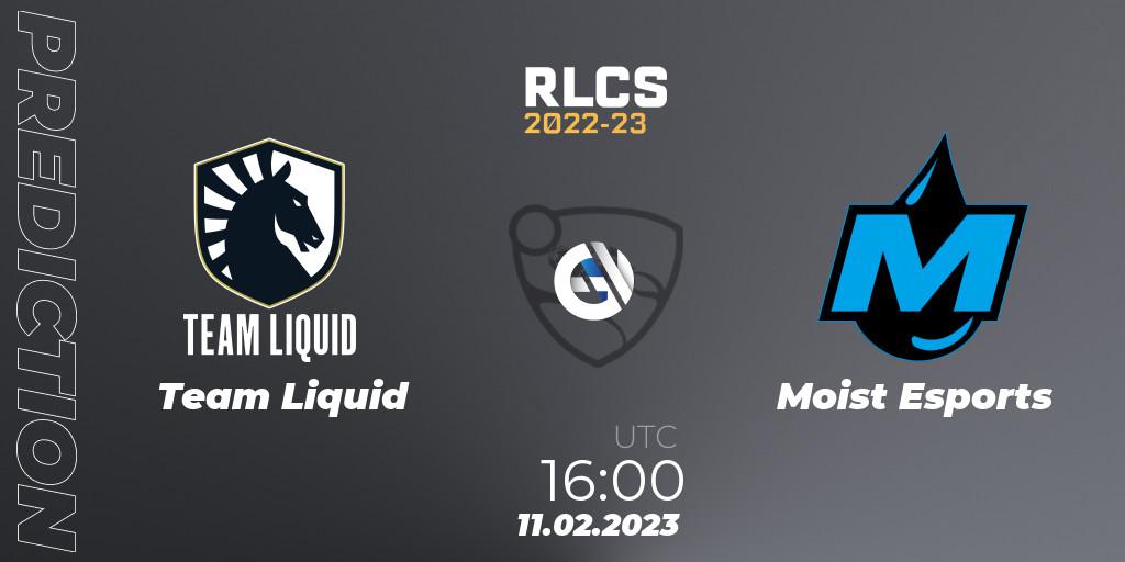 Pronósticos Team Liquid - Moist Esports. 11.02.2023 at 16:00. RLCS 2022-23 - Winter: Europe Regional 2 - Winter Cup - Rocket League