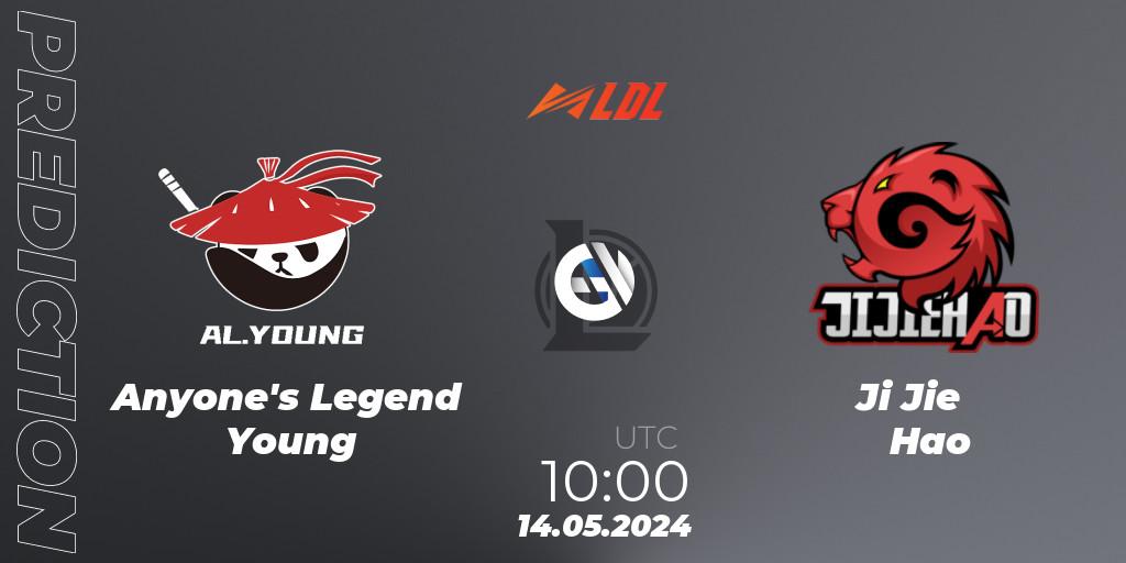 Pronósticos Anyone's Legend Young - Ji Jie Hao. 14.05.2024 at 10:00. LDL 2024 - Stage 2 - LoL