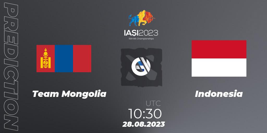 Pronósticos Team Mongolia - Indonesia. 28.08.2023 at 13:09. IESF World Championship 2023 - Dota 2