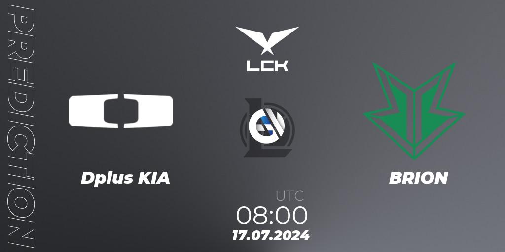 Pronósticos Dplus KIA - BRION. 17.07.2024 at 08:00. LCK Summer 2024 Group Stage - LoL