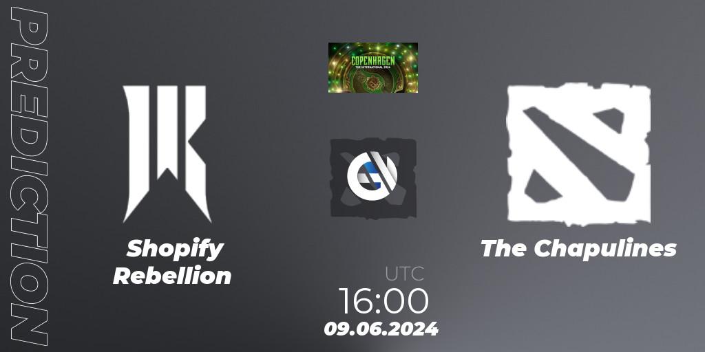 Pronósticos Shopify Rebellion - The Chapulines. 09.06.2024 at 16:00. The International 2024: North America Closed Qualifier - Dota 2