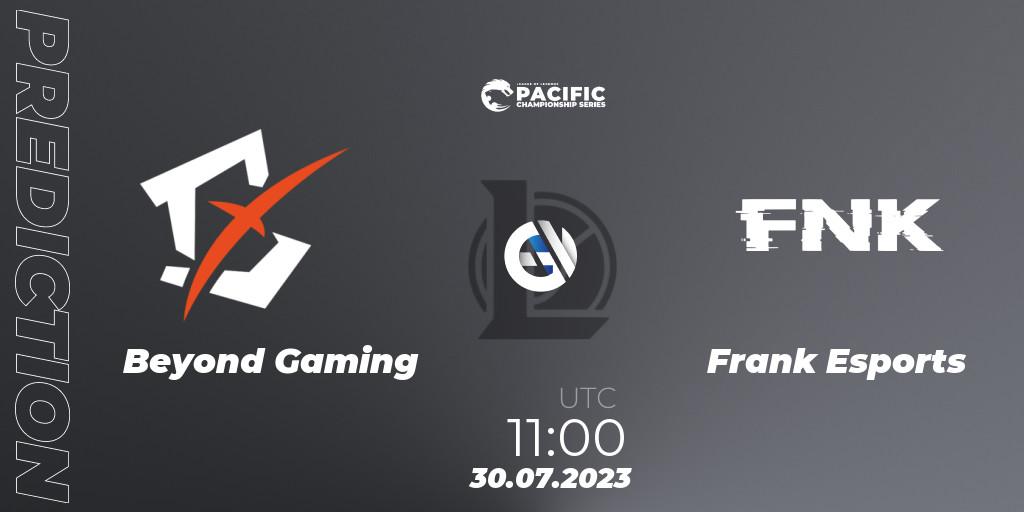 Pronósticos Beyond Gaming - Frank Esports. 30.07.2023 at 11:00. PACIFIC Championship series Group Stage - LoL