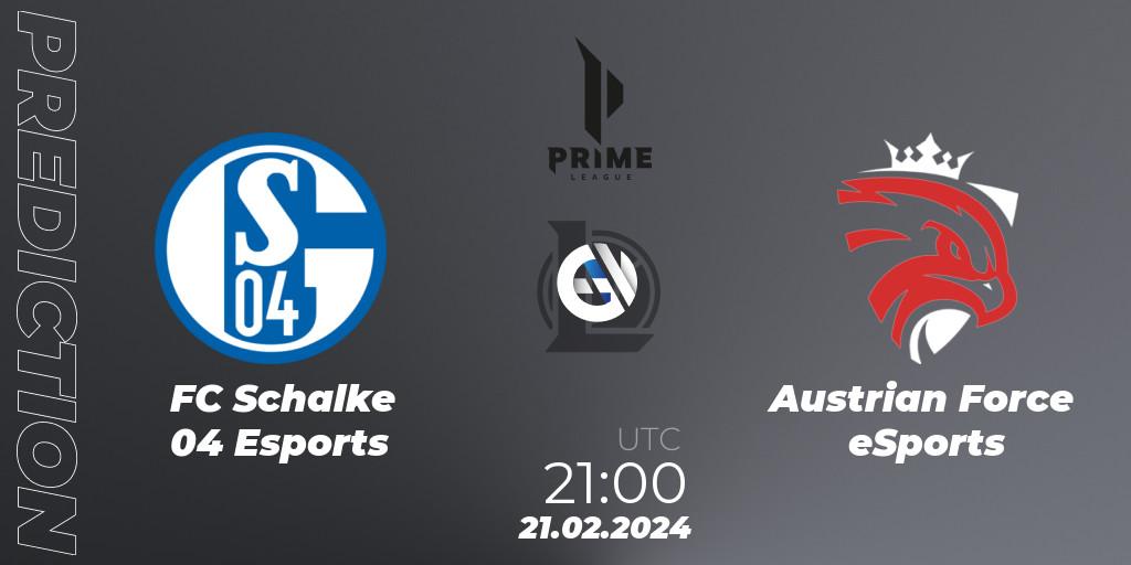 Pronósticos FC Schalke 04 Esports - Austrian Force eSports. 18.01.24. Prime League Spring 2024 - Group Stage - LoL