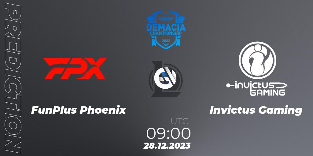 Pronósticos FunPlus Phoenix - Invictus Gaming. 28.12.23. Demacia Cup 2023 Group Stage - LoL