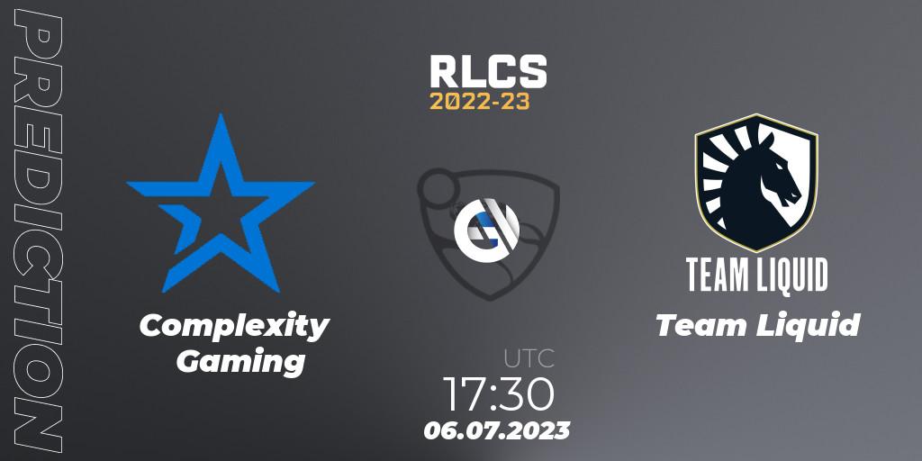 Pronósticos Complexity Gaming - Team Liquid. 06.07.2023 at 18:00. RLCS 2022-23 Spring Major - Rocket League