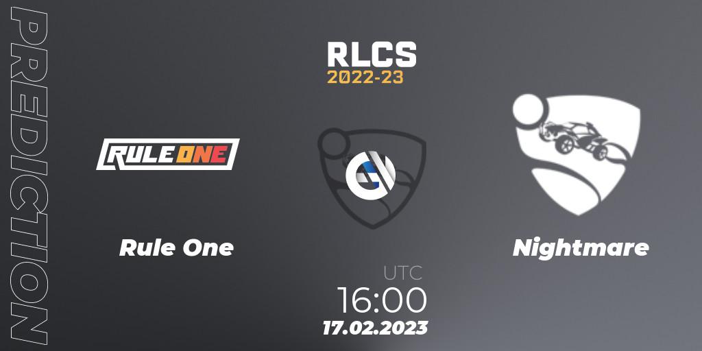 Pronósticos Rule One - Nightmare. 17.02.23. RLCS 2022-23 - Winter: Middle East and North Africa Regional 2 - Winter Cup - Rocket League