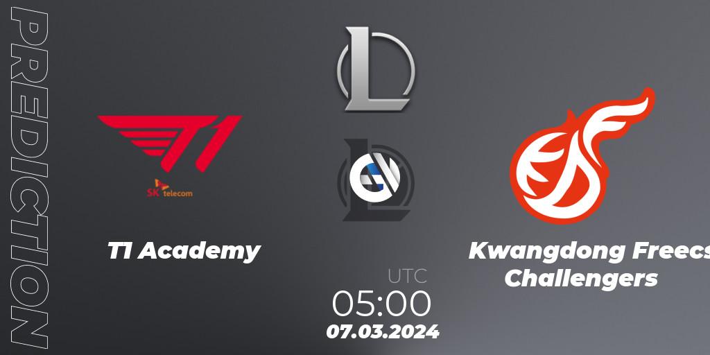 Pronósticos T1 Academy - Kwangdong Freecs Challengers. 07.03.24. LCK Challengers League 2024 Spring - Group Stage - LoL