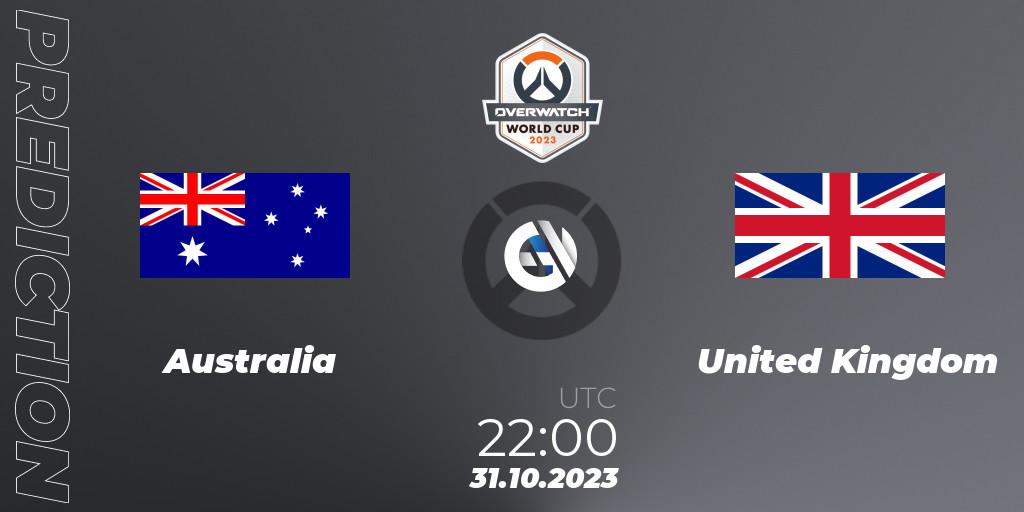 Pronósticos Australia - United Kingdom. 31.10.23. Overwatch World Cup 2023 - Overwatch