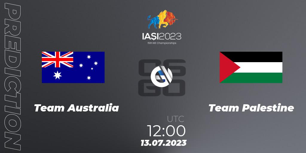 Pronósticos Team Australia - Team Palestine. 13.07.2023 at 12:00. IESF Asian Championship 2023 - Counter-Strike (CS2)