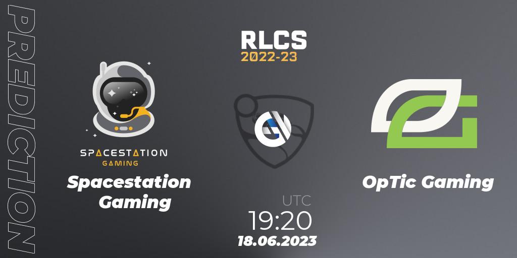 Pronósticos Spacestation Gaming - OpTic Gaming. 18.06.2023 at 19:20. RLCS 2022-23 - Spring: North America Regional 3 - Spring Invitational - Rocket League
