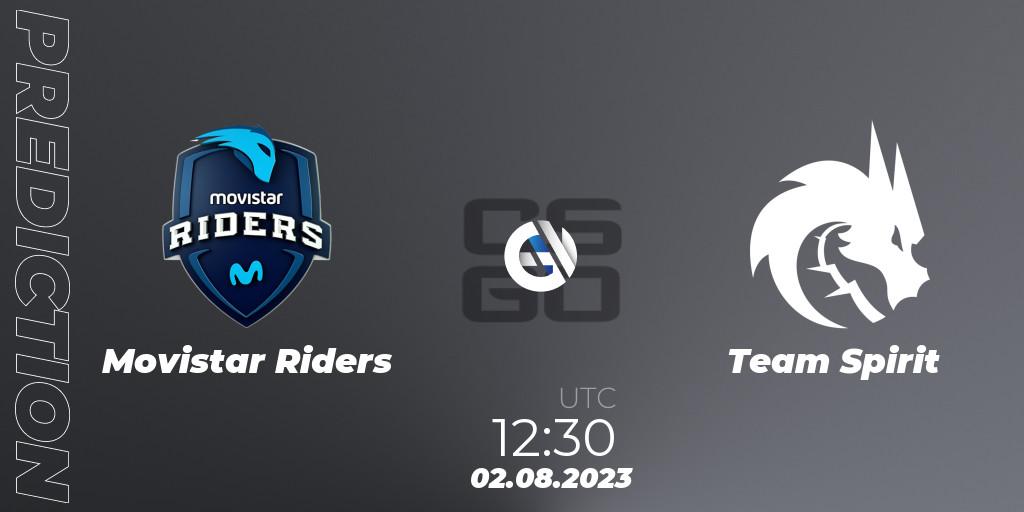 Pronósticos Movistar Riders - Team Spirit. 02.08.2023 at 12:30. CCT 2023 Online Finals 2 - Counter-Strike (CS2)