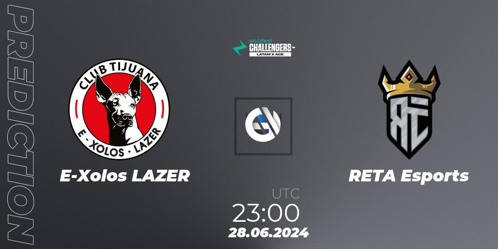 Pronósticos E-Xolos LAZER - RETA Esports. 28.06.2024 at 23:00. VALORANT Challengers 2024 LAN: Split 2 - VALORANT