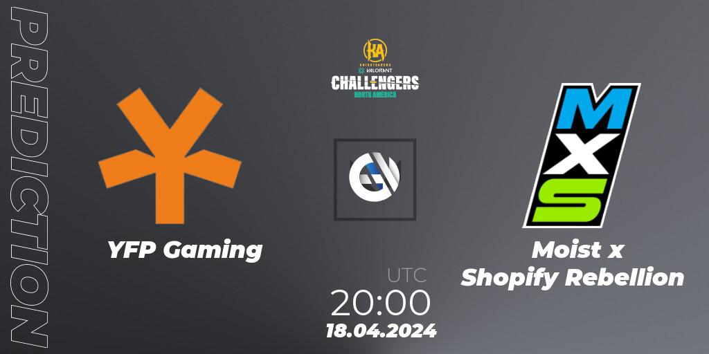 Pronósticos YFP Gaming - Moist x Shopify Rebellion. 18.04.2024 at 20:00. VALORANT Challengers 2024: North America Split 1 - VALORANT