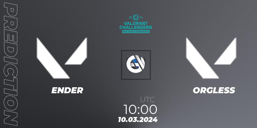 Pronósticos ENDER - ORGLESS. 10.03.2024 at 10:00. VALORANT Challengers Malaysia & Singapore 2024: Split 1 - VALORANT