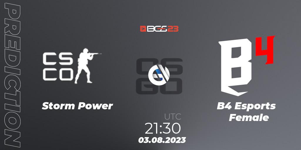 Pronósticos Storm Power - B4 Esports Female. 03.08.2023 at 21:30. BGS Esports 2023 Female: Online Stage - Counter-Strike (CS2)