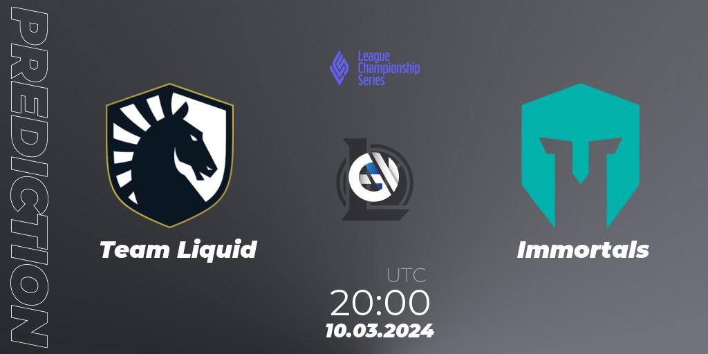 Pronósticos Team Liquid - Immortals. 10.03.24. LCS Spring 2024 - Group Stage - LoL