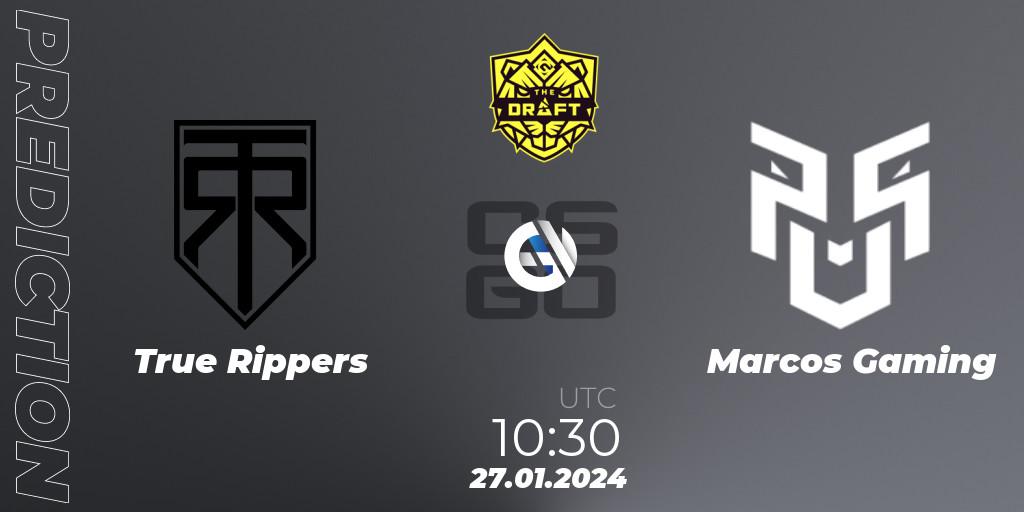 Pronósticos True Rippers - Marcos Gaming. 27.01.2024 at 10:30. BLAST The Draft Season 1 - India Division - Counter-Strike (CS2)