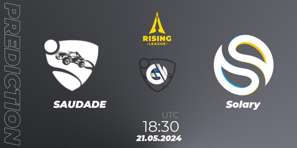 Pronósticos SAUDADE - Solary. 21.05.2024 at 18:30. Rising League 2024 — Split 1 — Main Event - Rocket League