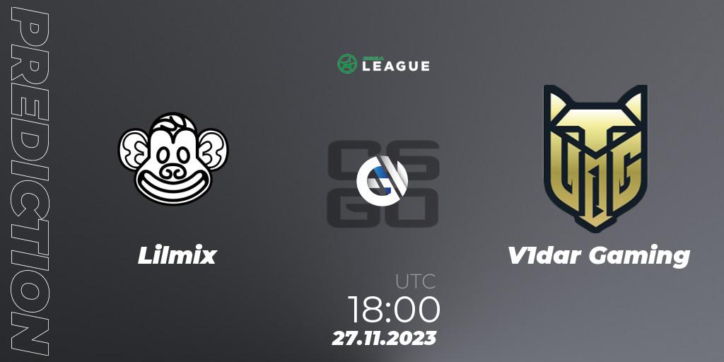 Pronósticos Lilmix - V1dar Gaming. 27.11.2023 at 18:00. ESEA Season 47: Advanced Division - Europe - Counter-Strike (CS2)
