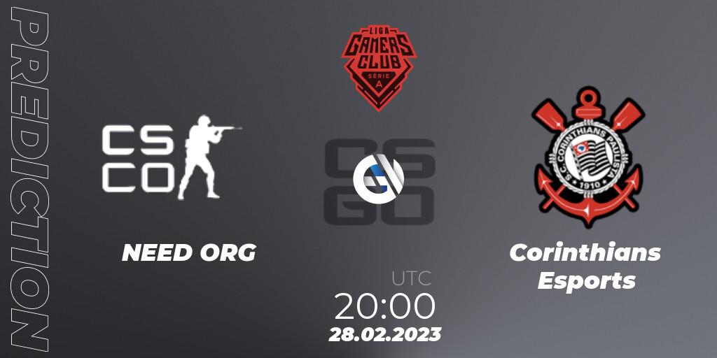 Pronósticos NEED ORG - Corinthians Esports. 28.02.2023 at 20:00. Gamers Club Liga Série A: February 2023 - Counter-Strike (CS2)