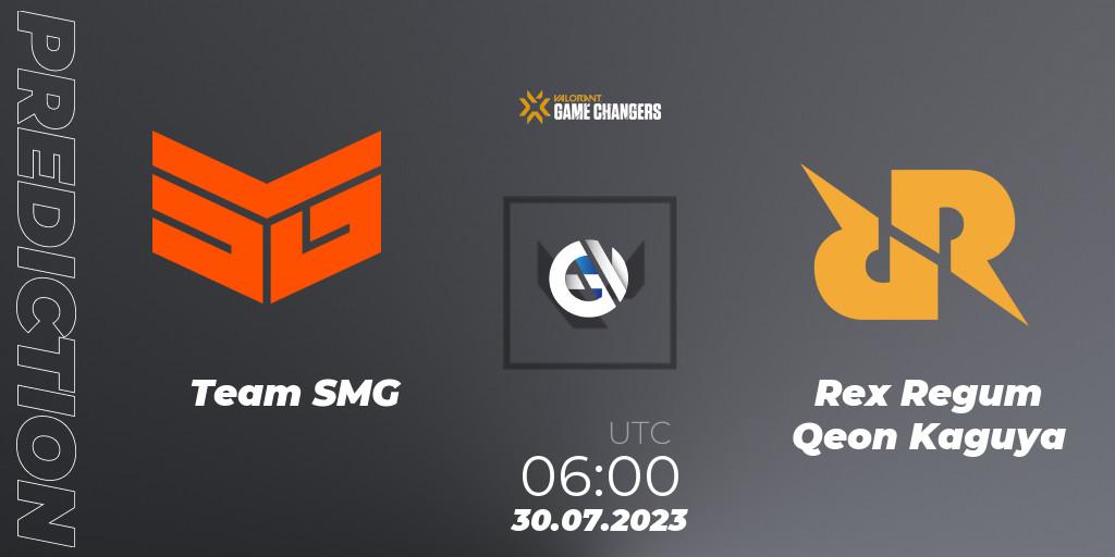Pronósticos Team SMG - Rex Regum Qeon Kaguya. 30.07.2023 at 06:00. VCT 2023: Game Changers APAC Open 3 - VALORANT