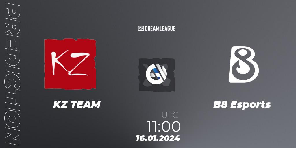 Pronósticos KZ TEAM - B8 Esports. 16.01.24. DreamLeague Season 22: Western Europe Closed Qualifier - Dota 2