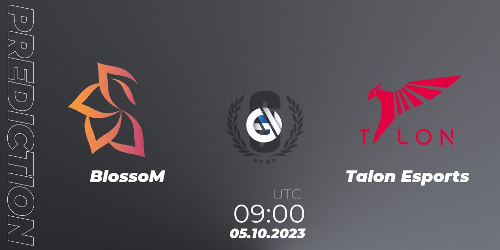Pronósticos BlossoM - Talon Esports. 05.10.23. South Korea League 2023 - Stage 2 - Last Chance Qualifiers - Rainbow Six