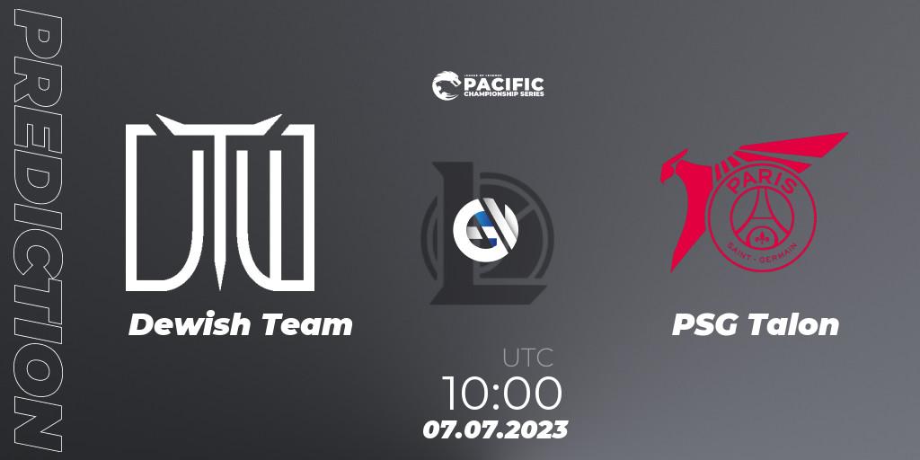 Pronósticos Dewish Team - PSG Talon. 07.07.2023 at 10:00. PACIFIC Championship series Group Stage - LoL