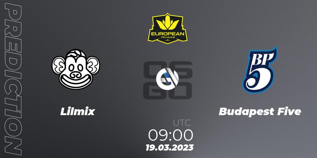 Pronósticos Lilmix - Budapest Five. 19.03.23. European Pro League Season 7: Division 2 - CS2 (CS:GO)
