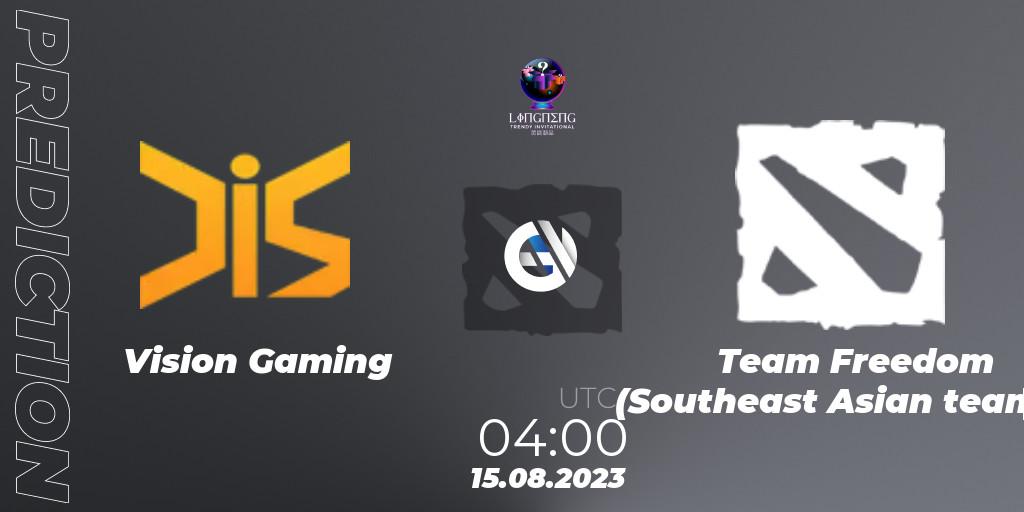Pronósticos Vision Gaming - Team Freedom (Southeast Asian team). 15.08.23. LingNeng Trendy Invitational - Dota 2