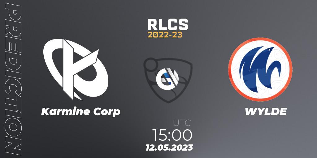 Pronósticos Karmine Corp - WYLDE. 12.05.2023 at 15:00. RLCS 2022-23 - Spring: Europe Regional 1 - Spring Open - Rocket League