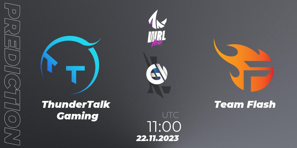 Pronósticos ThunderTalk Gaming - Team Flash. 22.11.2023 at 11:00. WRL Asia 2023 - Season 2 - Regular Season - Wild Rift