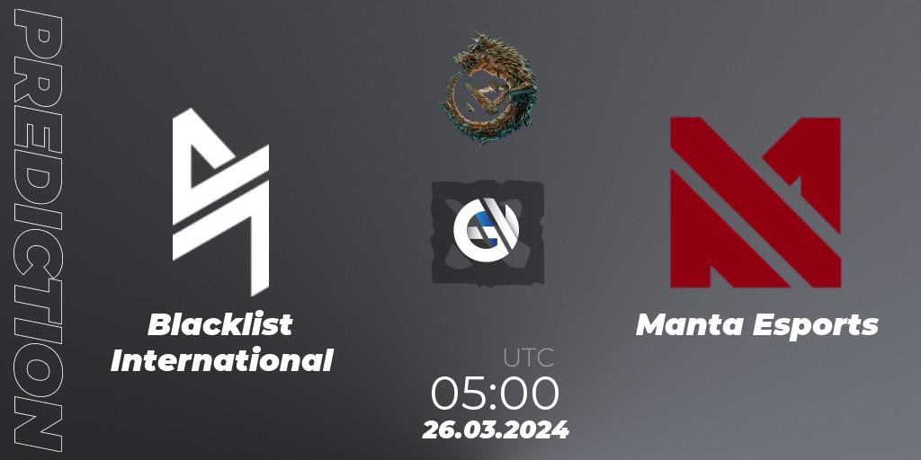 Pronósticos Blacklist International - Manta Esports. 26.03.24. PGL Wallachia Season 1: Southeast Asia Closed Qualifier - Dota 2