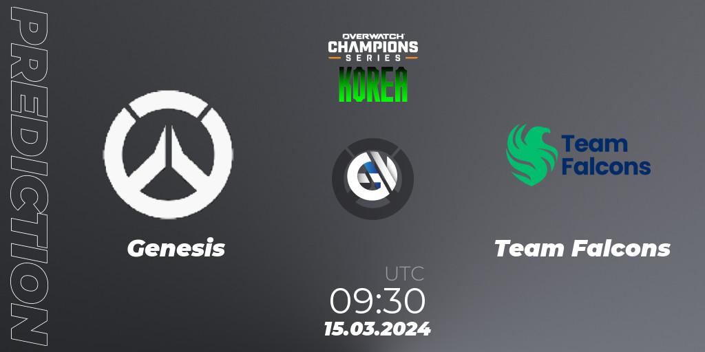 Pronósticos Genesis - Team Falcons. 15.03.24. Overwatch Champions Series 2024 - Stage 1 Korea - Overwatch