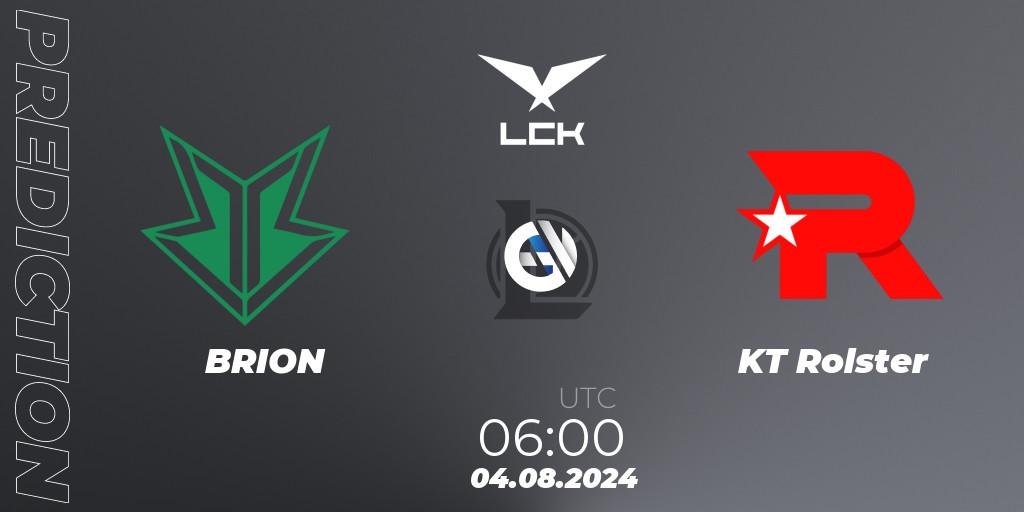 Pronósticos BRION - KT Rolster. 04.08.2024 at 06:00. LCK Summer 2024 Group Stage - LoL