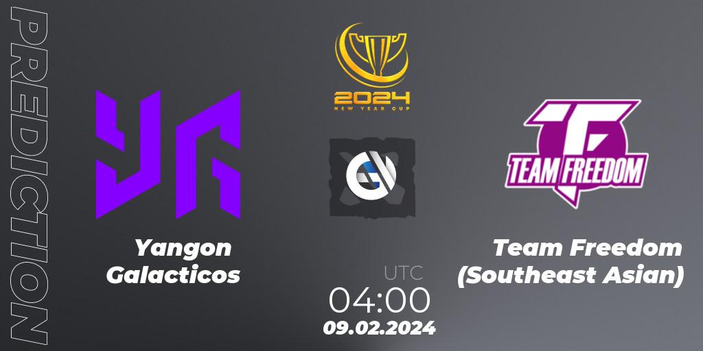 Pronósticos Yangon Galacticos - Team Freedom (Southeast Asian). 09.02.2024 at 05:18. New Year Cup 2024 - Dota 2