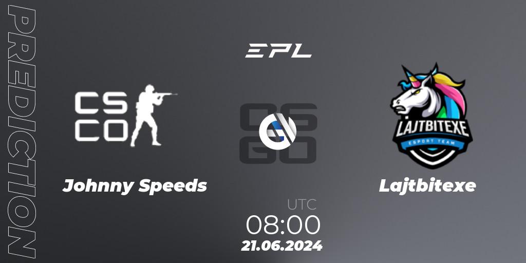 Pronósticos Johnny Speeds - Lajtbitexe. 21.06.2024 at 08:00. European Pro League Season 18: Division 2 - Counter-Strike (CS2)