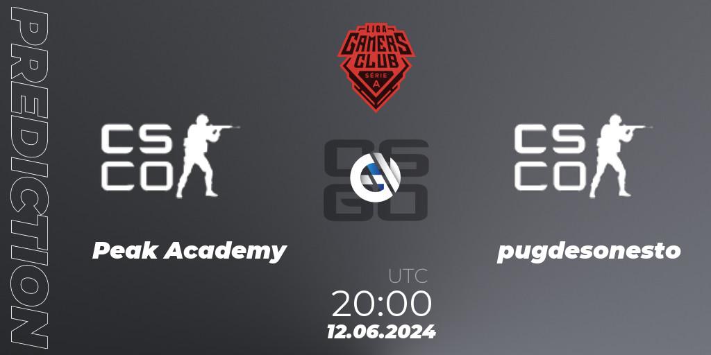 Pronósticos Peak Academy - pugdesonesto. 12.06.2024 at 20:00. Gamers Club Liga Série A: June 2024 - Counter-Strike (CS2)